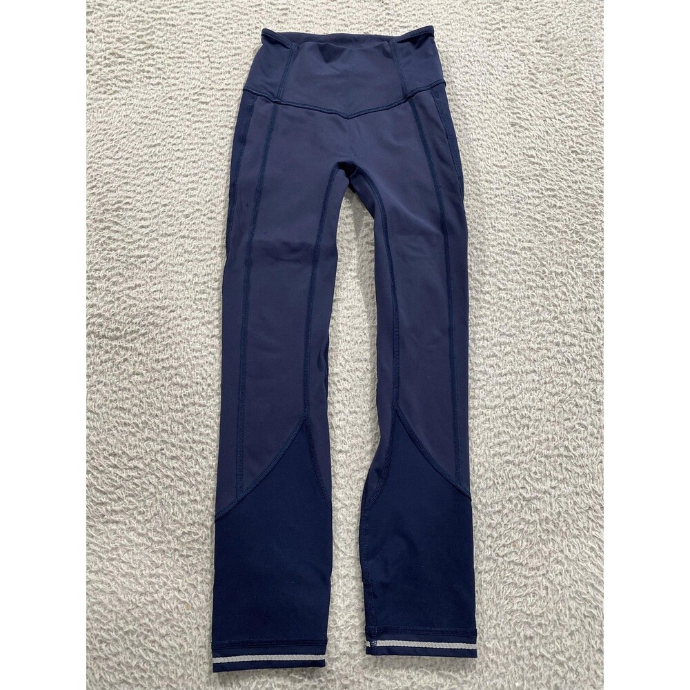 Lululemon Pants Womens 2 Navy Blue High Rise Running Reflective Leggings Gym